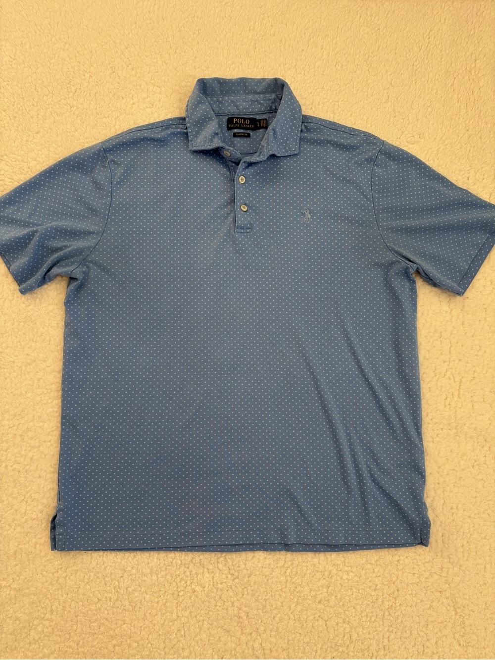 Polo Ralph Lauren Blue Polka Dot Classic Fit Polo Shirt 100% Cotton Men’s